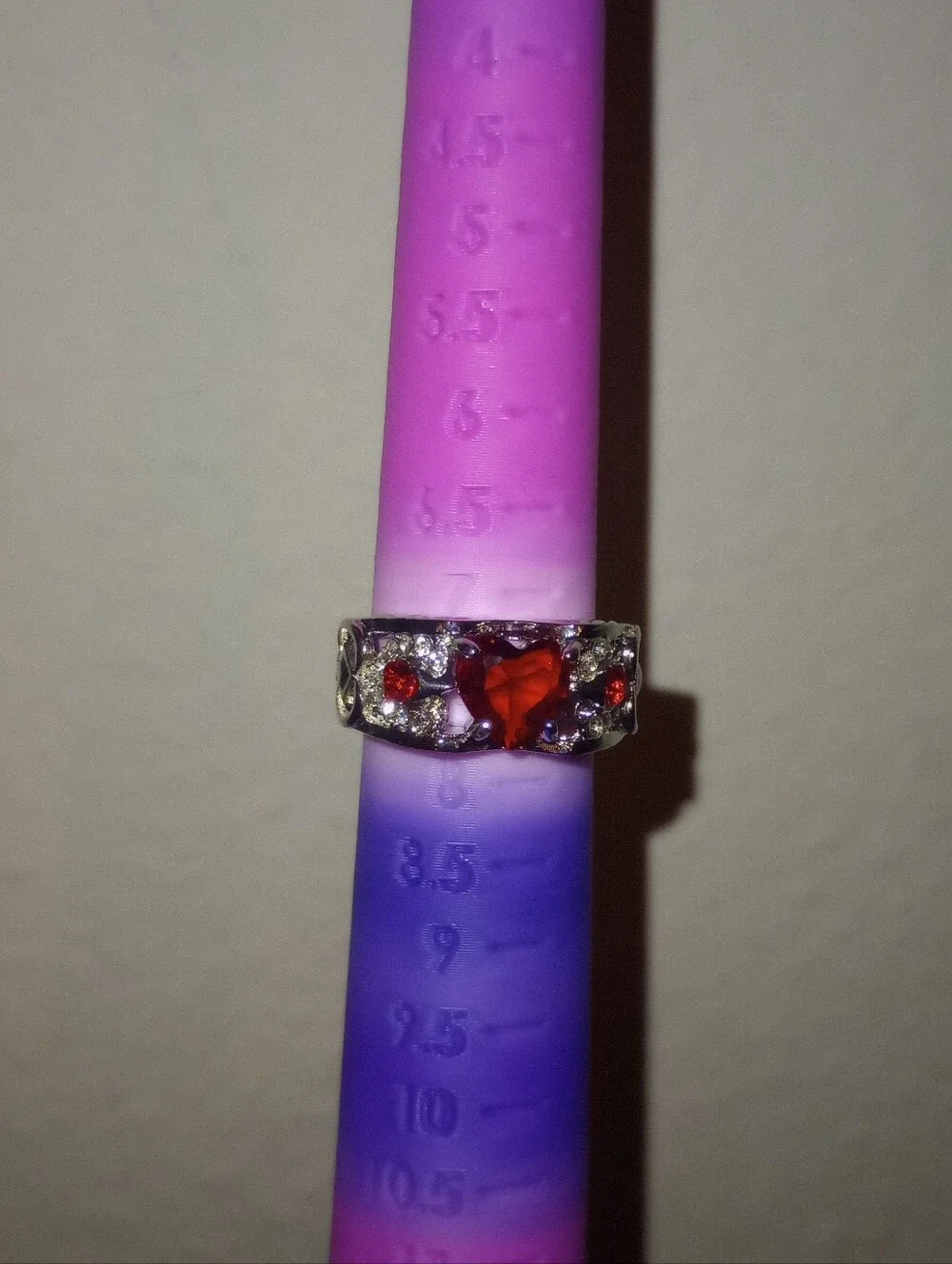 Red Crystal Accent Silver Ring - Women's Fashion Jewelry